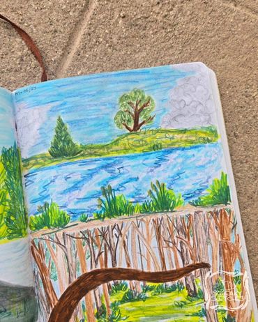 North Platte River, Casper, WY- Tombow Dual Brush Pens + Prismacolor Pencils