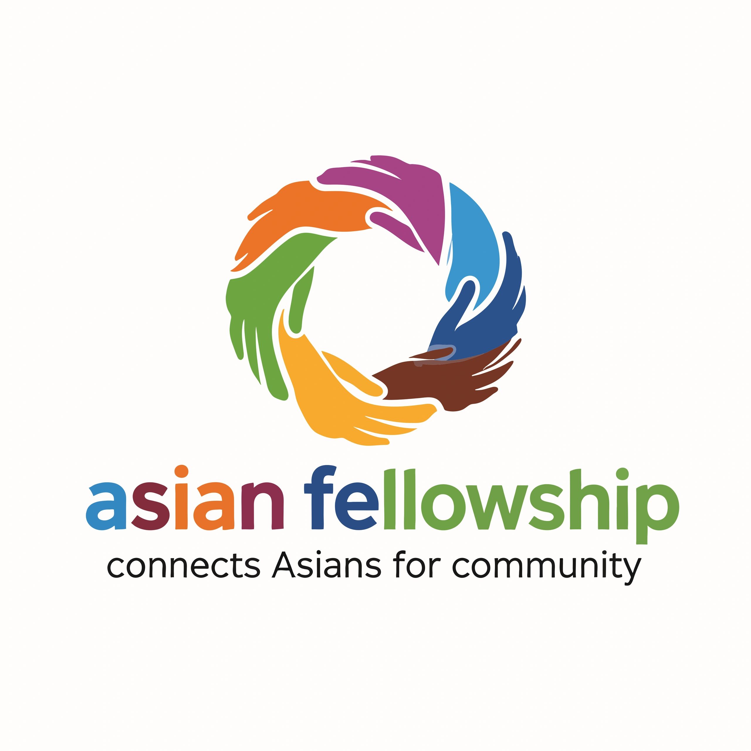 Colorful hands forming a circle logo for Asian Fellowship.