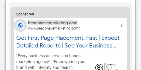 a google ad as it would appear to the end user.