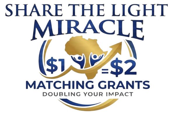 Logo promoting a $1 to $2 matching grant for the Share the Light Miracle campaign.