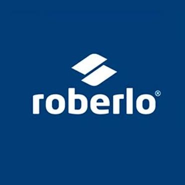 Roberlo logo with white text on a blue background.