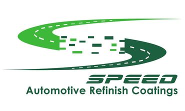 Logo for Speed Automotive Refinish Coatings featuring a stylized road design.