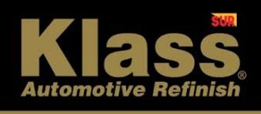 Logo of Klass Automotive Refinish in gold on black background.