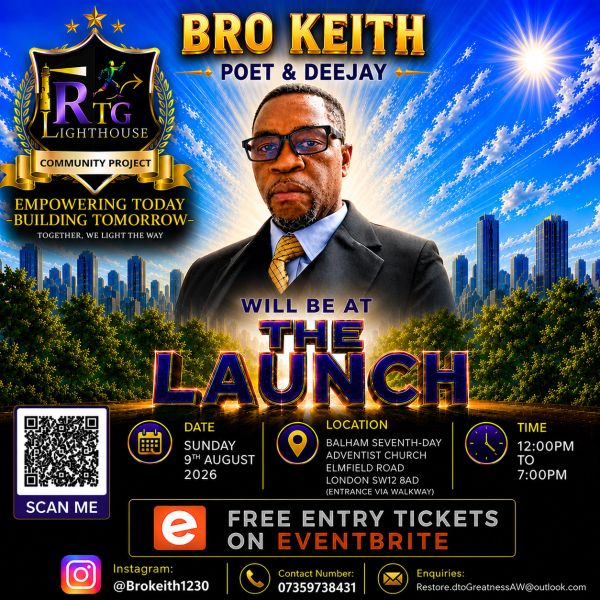 Bro Keith, poet and deejay, at RTG Lighthouse launch event.