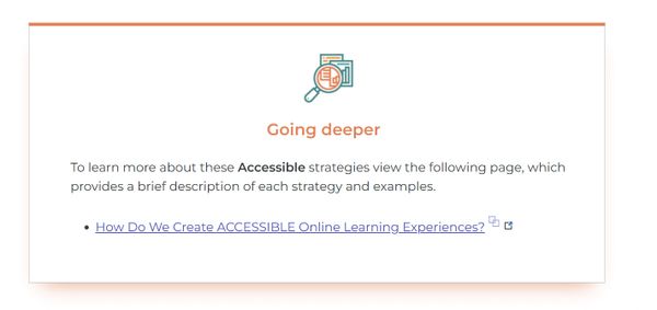 Information about accessible strategies with a link to learn more.