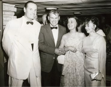 Wes Peters, left, Olgivanna Lloyd Wright and Virginia Lovness at a Taliesin party, circa 1965