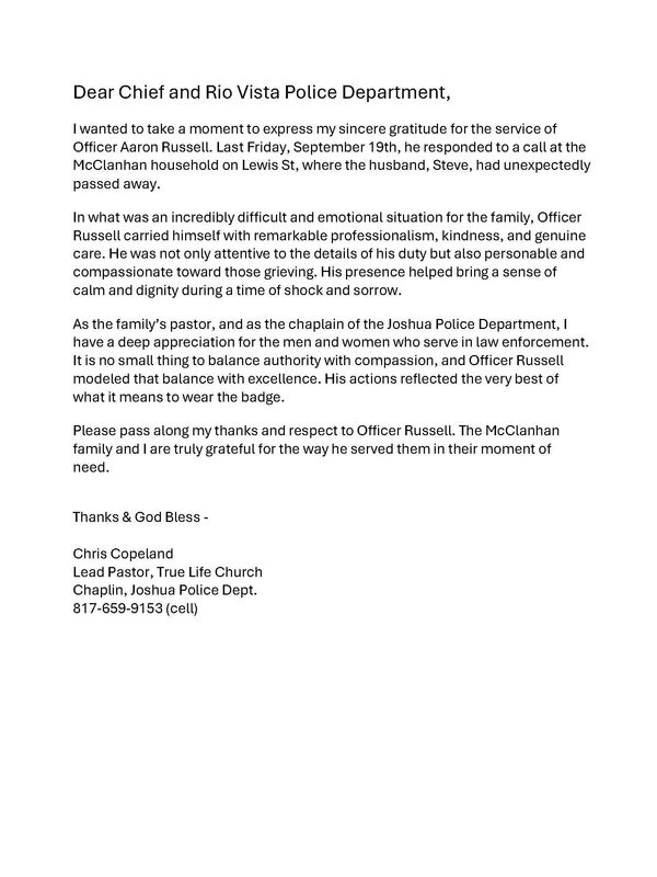 Officer Aaron Russell Thank you!