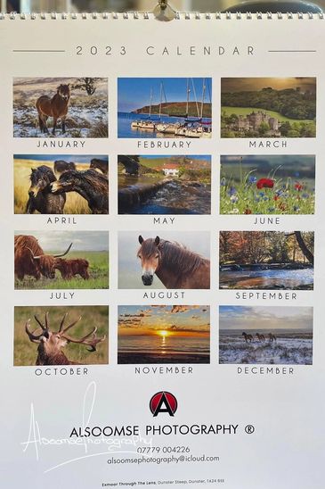 Images in the month to view pages of Selection of Exmoor 2023 photography calendar.