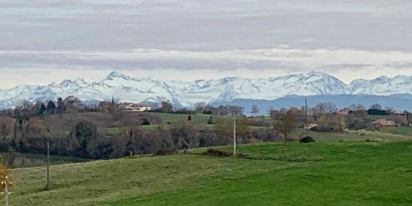 The snow-capped Pyrenees.