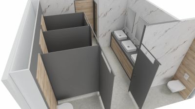 3D visualisation of an office toilets in for an office in Rochester, Kent