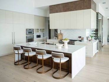 Modern Kitchen Slab Door Wood + White