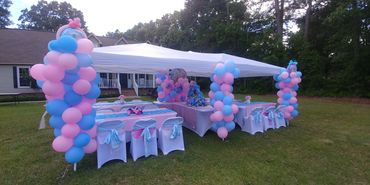 Outdoor Gender Reveal
#elegantlyyoursaffairs
#eyaballoontopia
#eyatenttablechairrentals