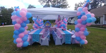 Outdoor Gender Reveal
#elegantlyyoursaffairs
#eyaballoontopia
#eyatenttablechairrentals