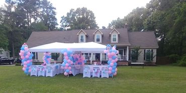 Outdoor Gender Reveal
#elegantlyyoursaffairs
#eyaballoontopia
#eyatenttablechairrentals