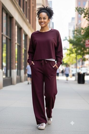 100% Cotton Wide-leg Pant and Long Sleeve Oversized Top