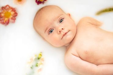 Baby milk bath photos (portrait photographer Whittney Thornton Moscow Idaho Pullman Washington)