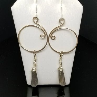 "I am Twirling with My Rock Friends". Sterling Silver Earrings w Labradorite stones. $45.00 USA Doll