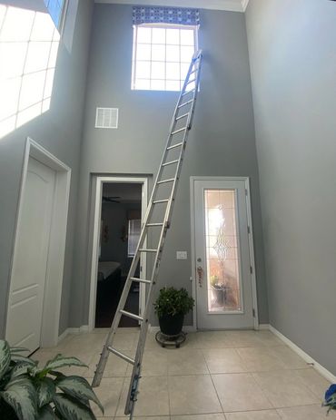 Interior window cleaning services.