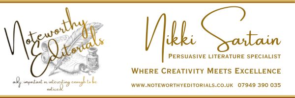 Business card for Nikki Sartain, Persuasive Literature Specialist at Noteworthy Editorials.