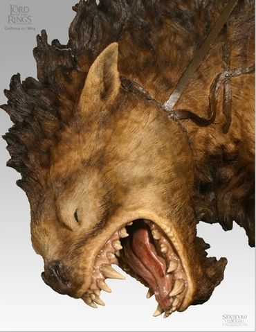Particolare ravvicinato del muso del Warg Sideshow Weta
