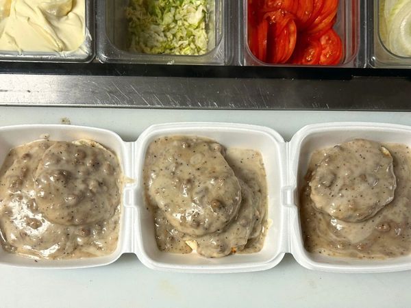 Three orders of biscuit and gravy