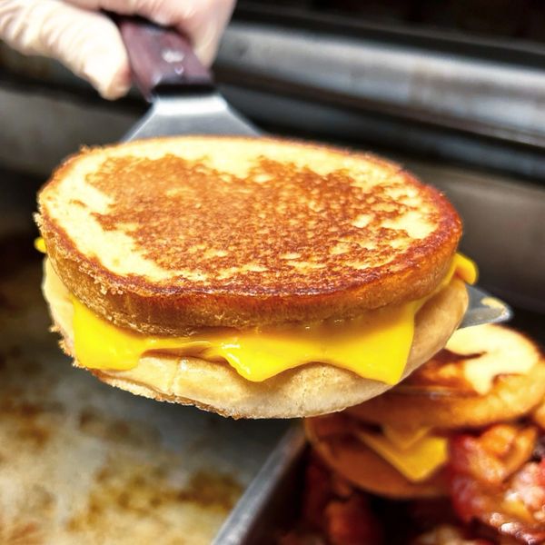 Classic grilled cheese on spatula