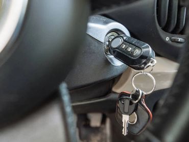 Car key fob in vehicle ignition cylinder