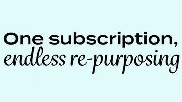 Text highlighting unlimited content reuse with one subscription.