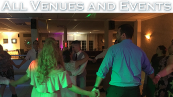 Section title with crowd on dance floor and the slogan "All venues and events"