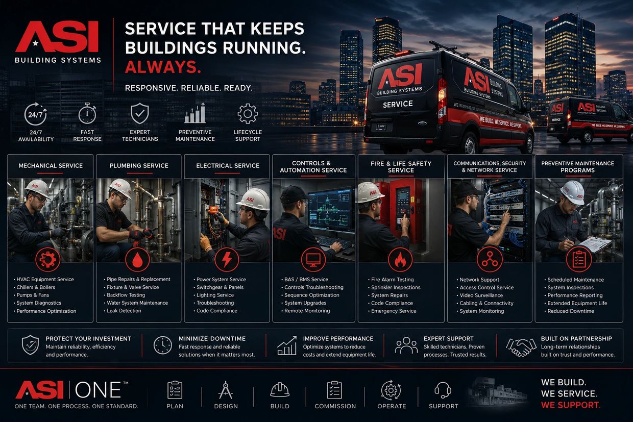 ASI Building Systems offers comprehensive 24/7 building services ensuring reliability and expert support.