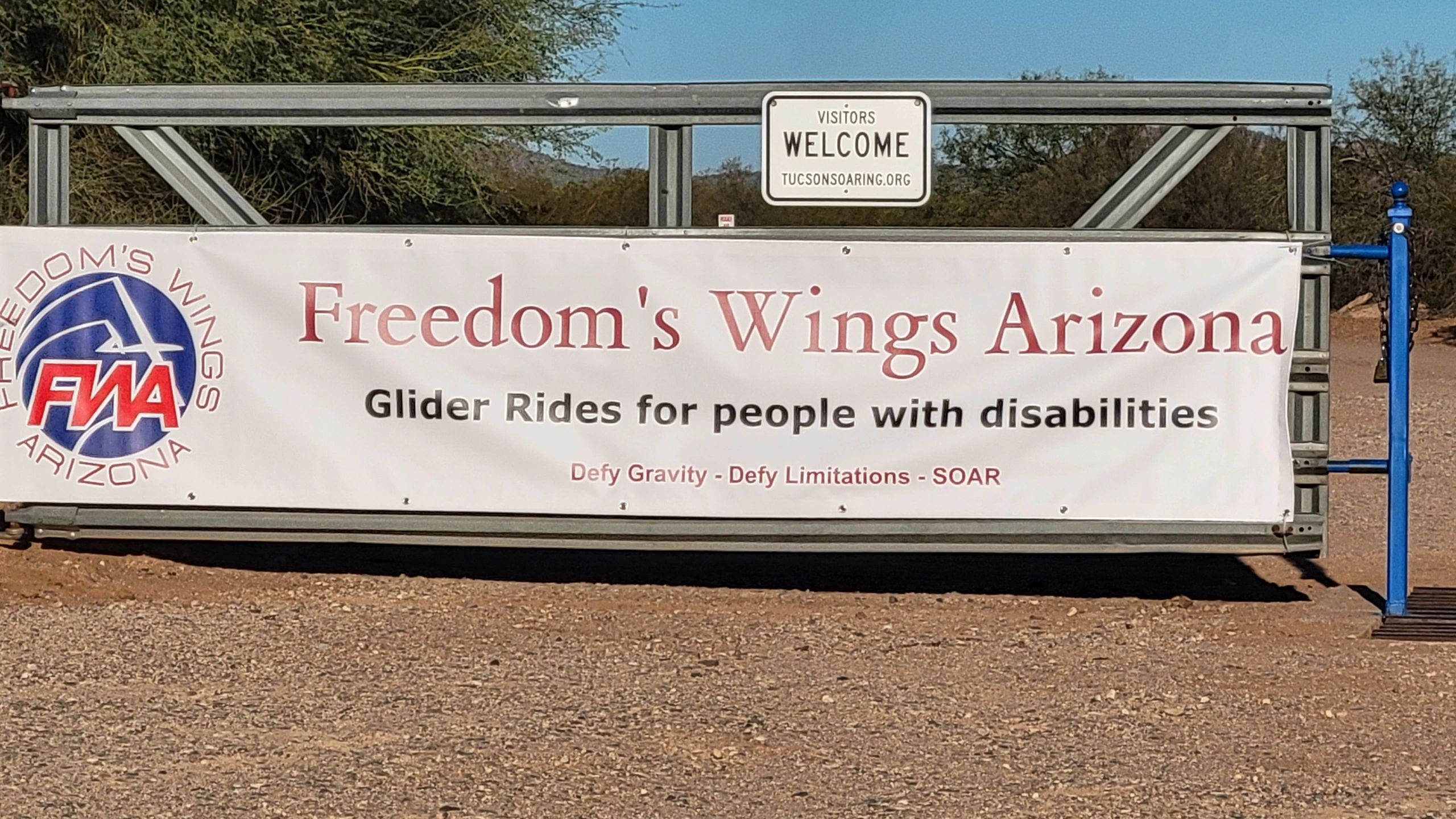 Freedom's Wing Arizona Banner - "providing glider rides for people with disabilities."