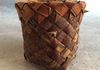 Bias plaited four cornered basket in willow bark