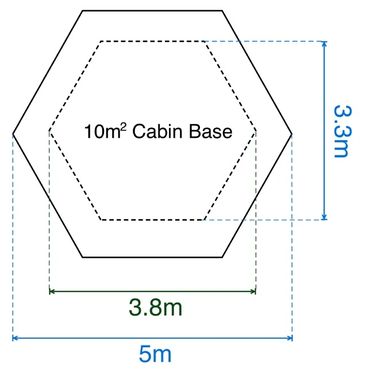 Dimensions - 10m2 WUBI Cabin, Y Caban Canolig - Base