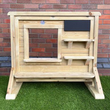 Children's wooden learning resources. Freestanding Role Play Panel / Shop / Garage / Post Office