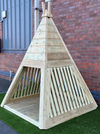 Outdoor timber educational play resources -Children's outdoor wooden teepee, tipi