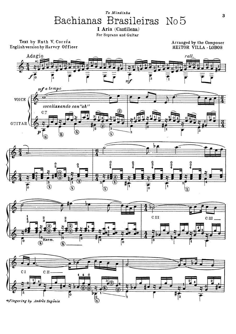 Score for Bachianas Brasileiras by Villa-Lobos