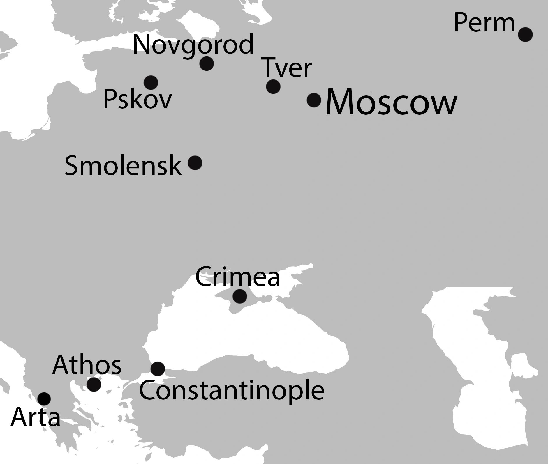 Map of Russia and Eastern Europe for Beklemishev