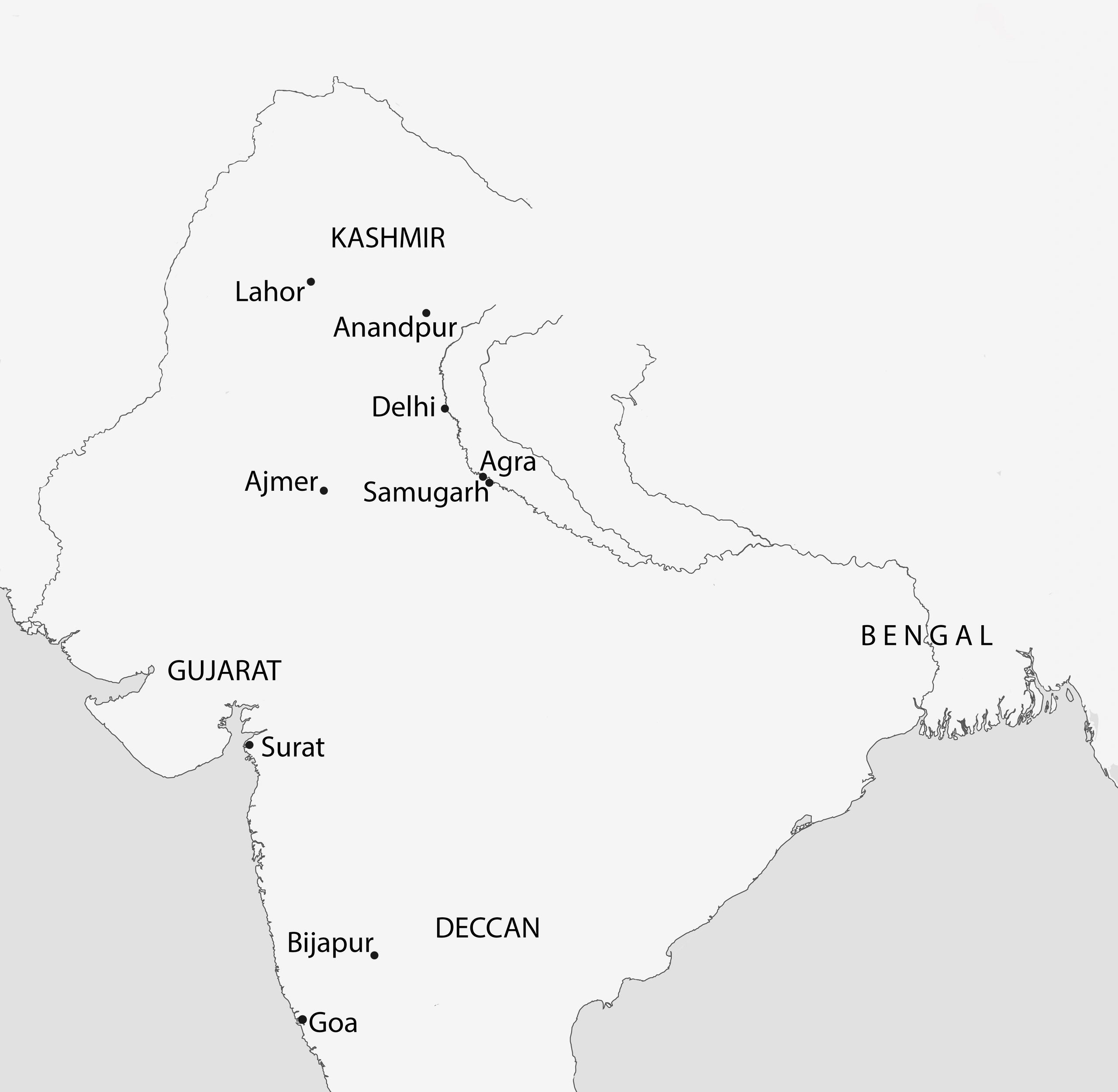 Map of Mughal India