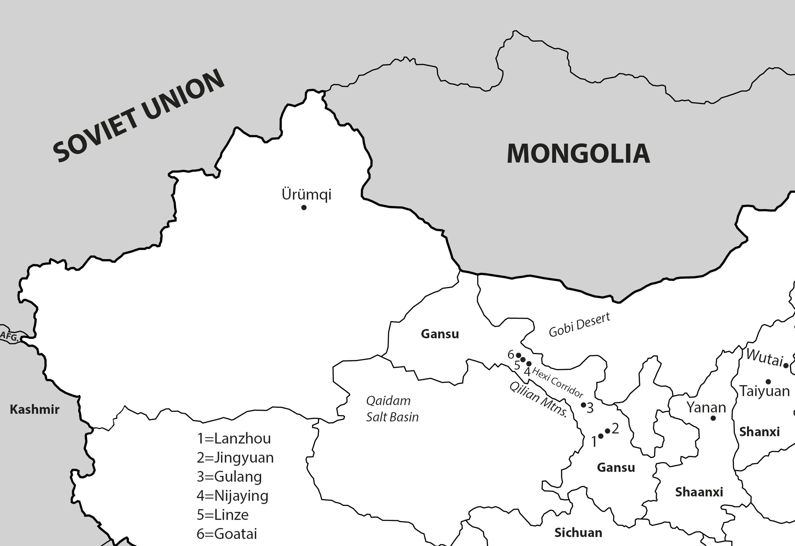 Map of Hexi Corridor region