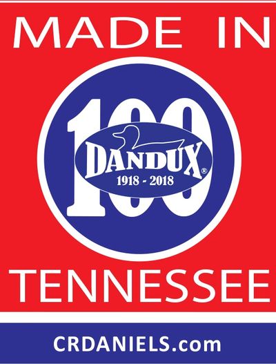 Graphic image of the Dandux 100 year anniversary logo with the words Made in Tennessee and crdaniels