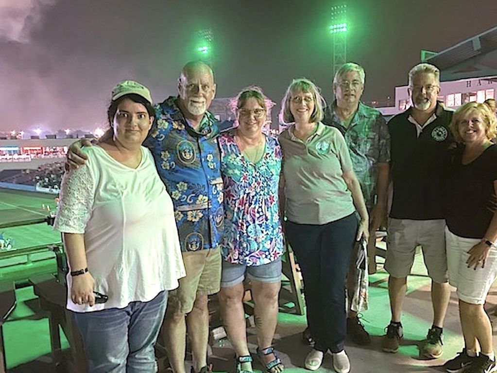 Larissa, Captain Roger Gwinn, Petty Officer Kerry Grant, former Petty Officers Sarah and Randy Baxte