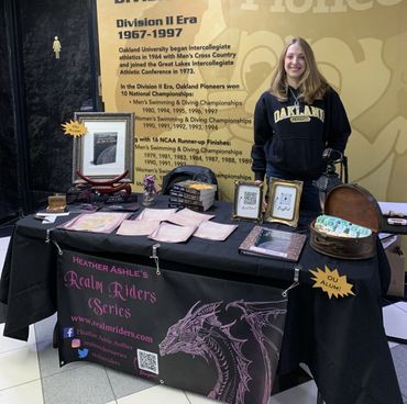 Author Heather Ashle at a book signing at Oakland University
