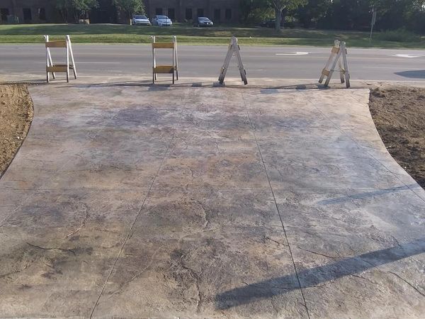 Custom decorative stamped concrete driveway