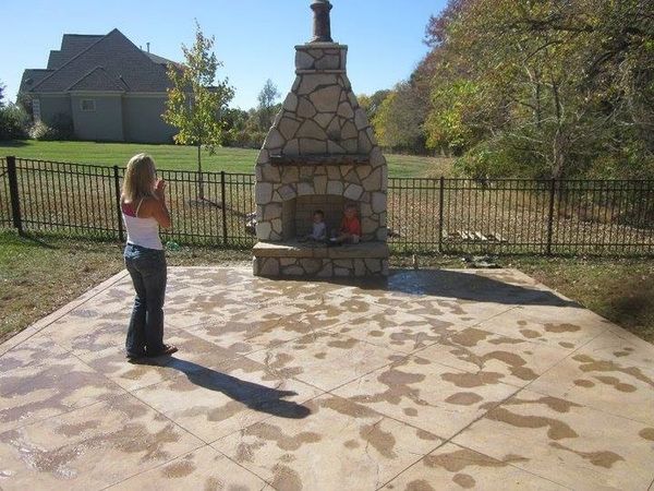 Custom firepit and concrete patio