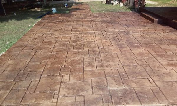 Custom concrete stamped patio