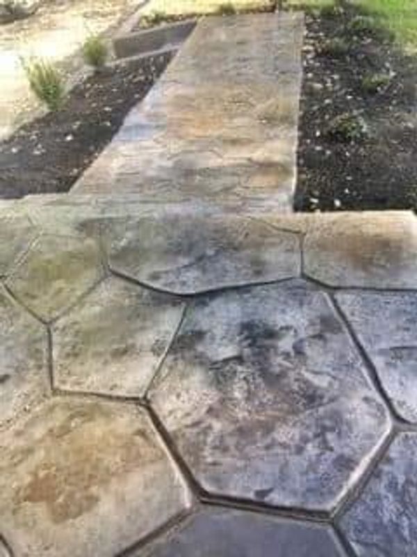 Stamped concrete porch and sidewalk