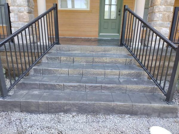 Custom decorative stamped concrete porch and steps