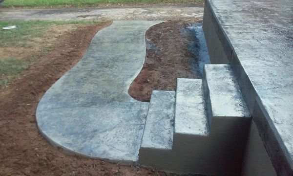 Custom concrete patio with steps