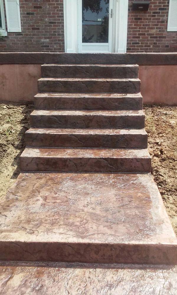 Custom decorative stamped concrete porch