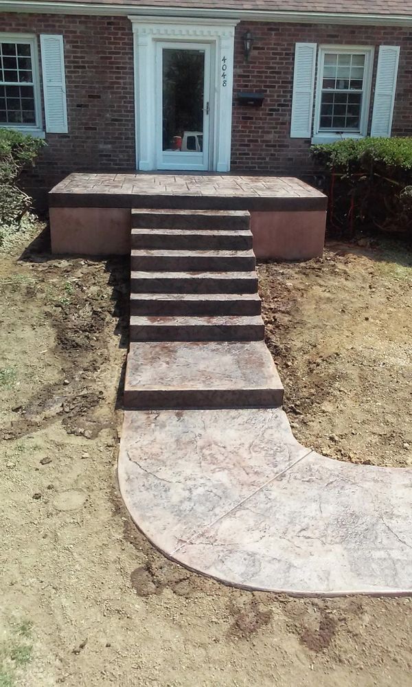 Custom decorative stamped concrete porch and steps